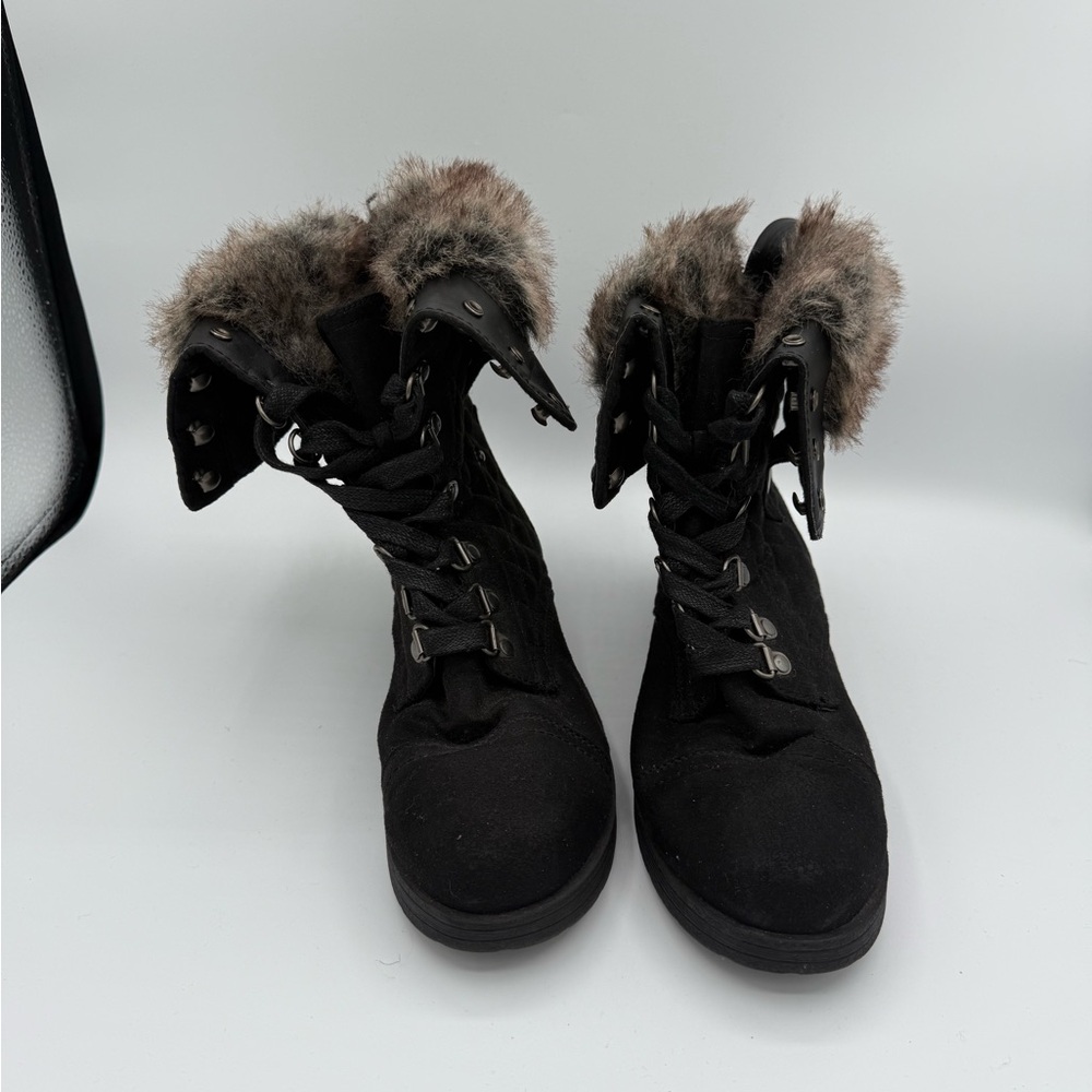 JustFab Black Fur-Lined Combat Boots